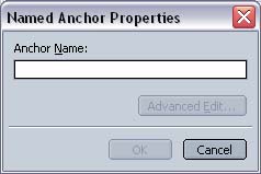 Netscape 7 Composer Anchor Properties screen
