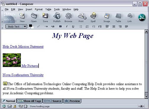 Netscape 7 page with example image