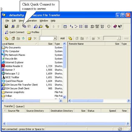Click Quick Connect to connect to server