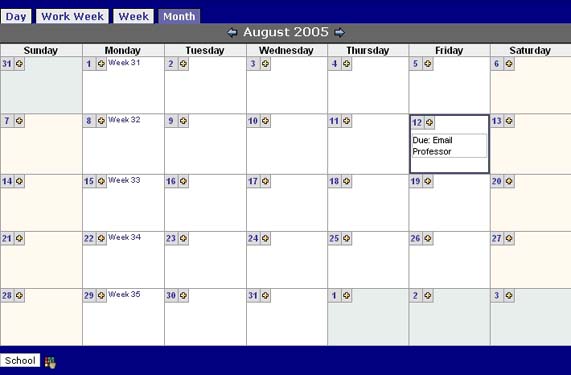Weekly Work Calendar