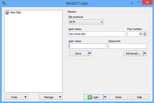 WinSCP setup