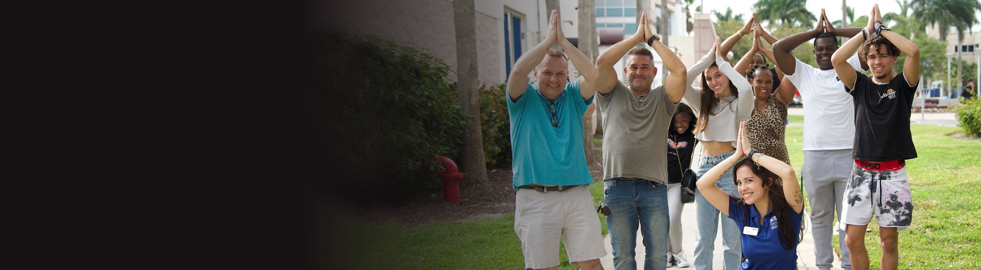 group of students with the fins up gesture