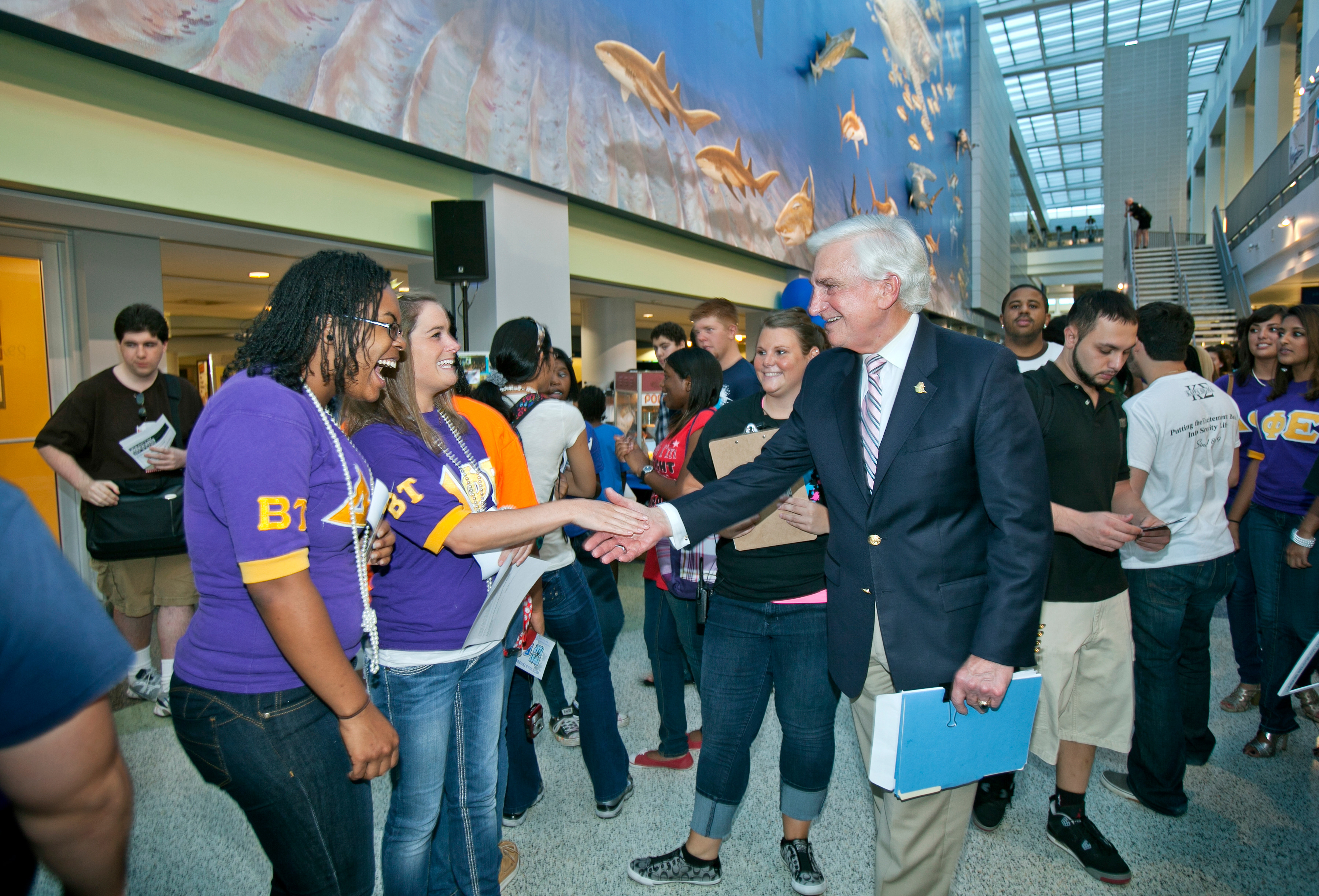 President Hanbury speaks to students