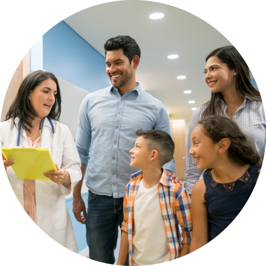 Family talking with their doctor