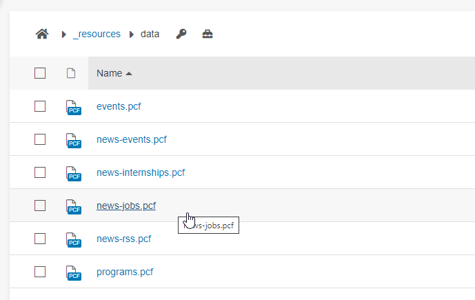 Screenshot of files in resources/data folder.