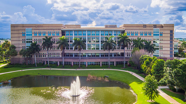 Library with Lake Drone View