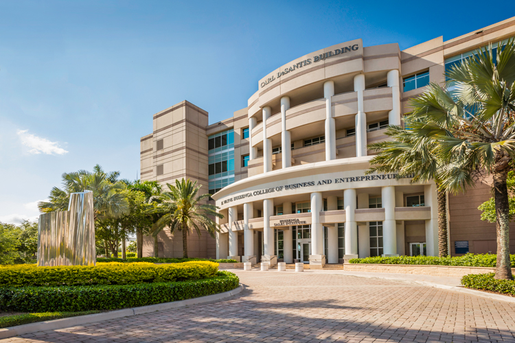 Carl Desantis building right front view with sunny day