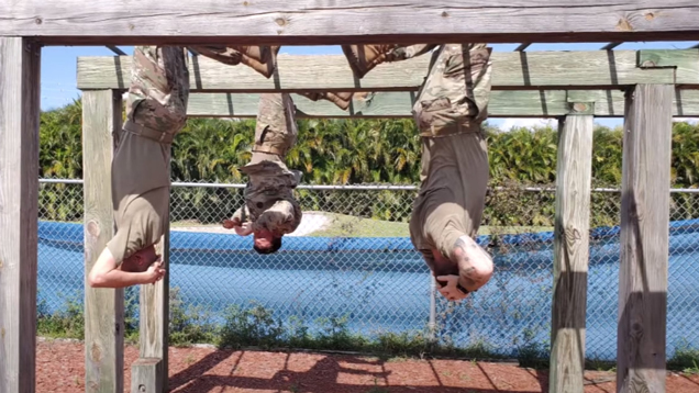 rotc hanging from bars physical training