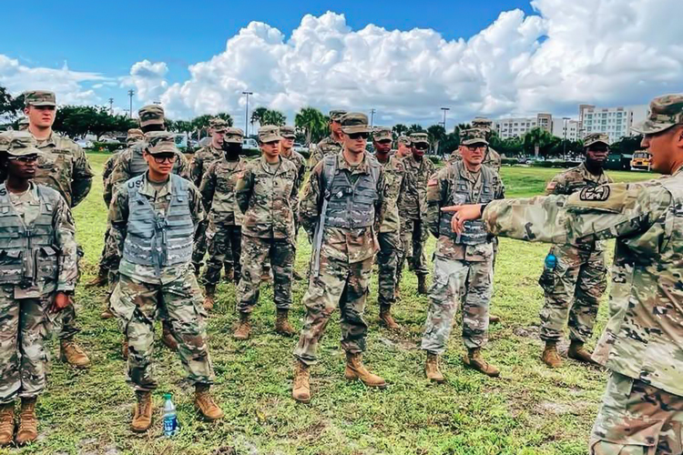 NSU army talking on field