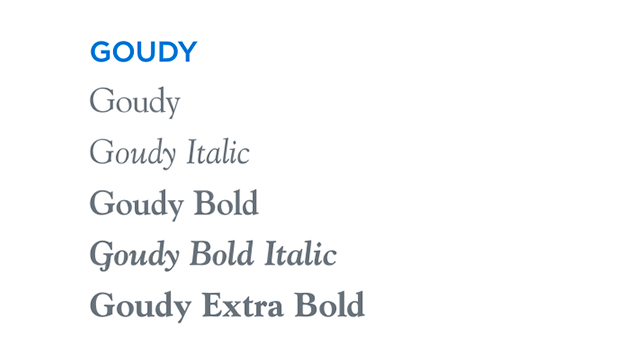 Goudy font family samples
