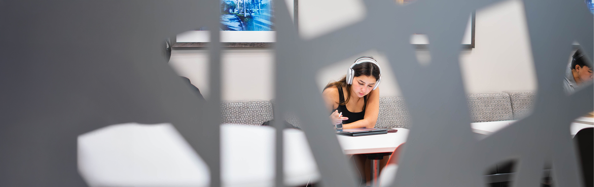 Students studying in the background