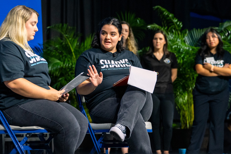 NSU orientation leaders on stage