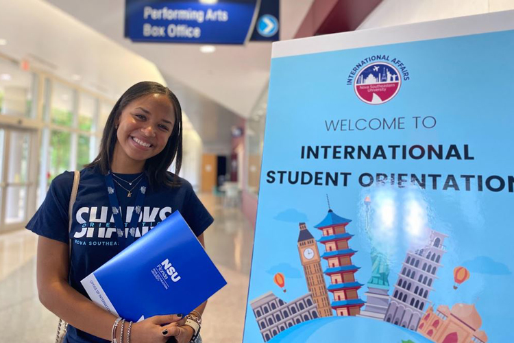 Student at international orientation