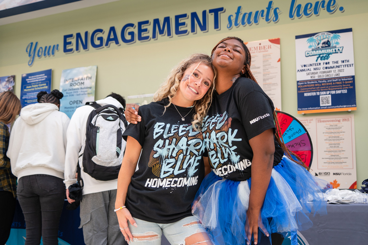 New student at homecoming event