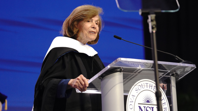 Sylvia Earle speaking at NSU commencement ceremony