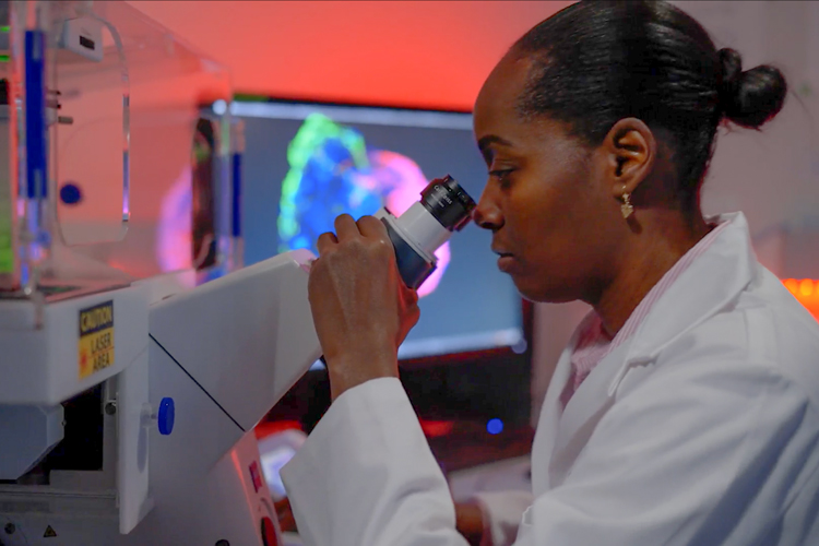 Researcher working on study