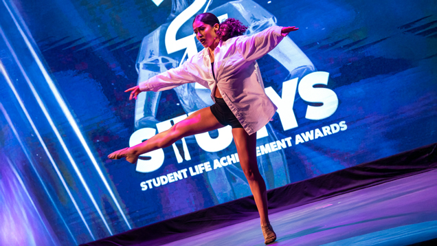 Dancer on stage at the Rose and Alfred Miniaci