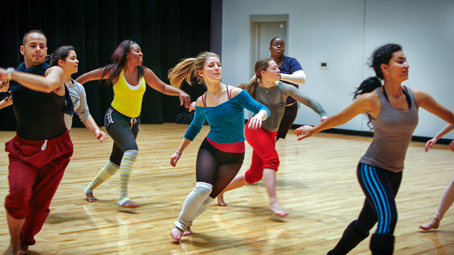 Dance students dancing on NSU Studio