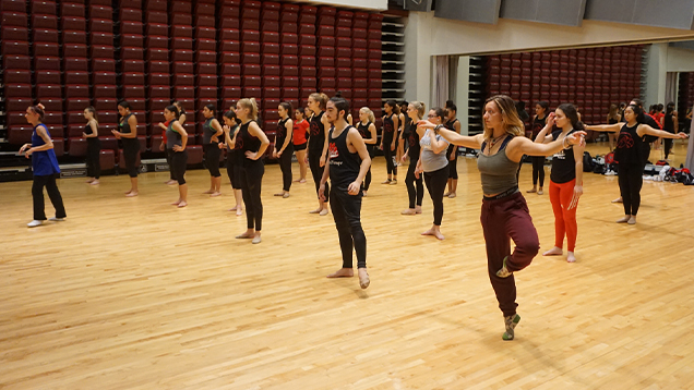 Group of dancers rehearsing