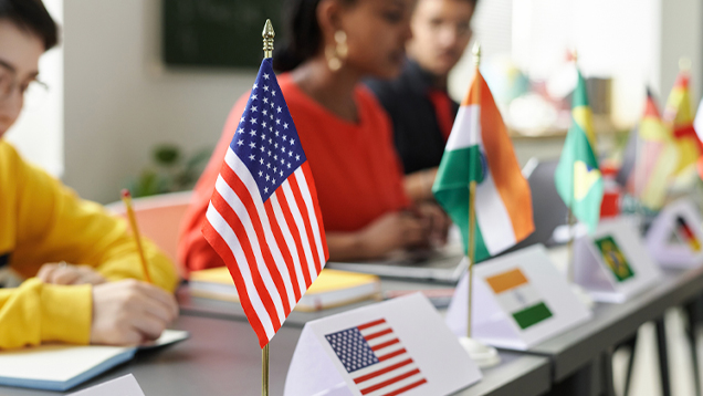 Group of international students in a meeting