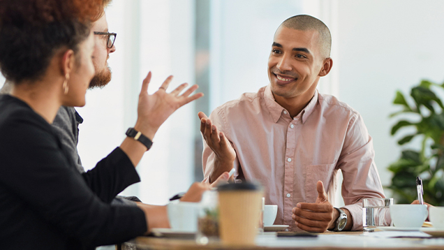 Group of people having a meeting in an office