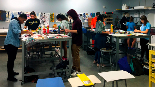 Group of students in art class