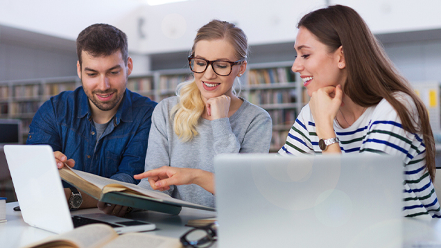 Group of students studying together