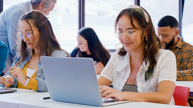 Group of students working in class