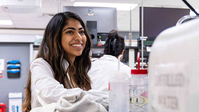 NSU student future chemist on lab