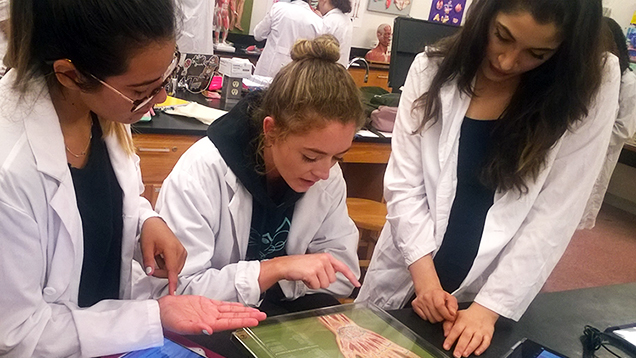 Biological science students in lab