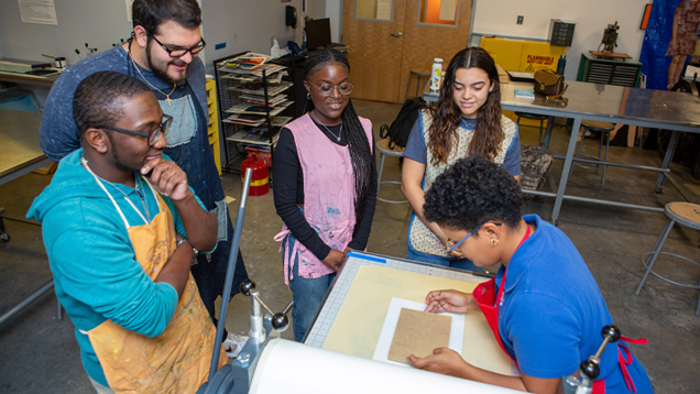 Students in art class