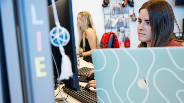 Two Halmos student using computer