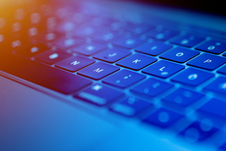 Digital keyboard closeup