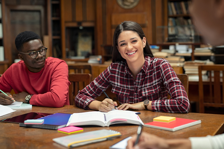 Group of students studying together