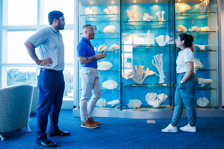 NSU  Halmos expert person giving tour to student