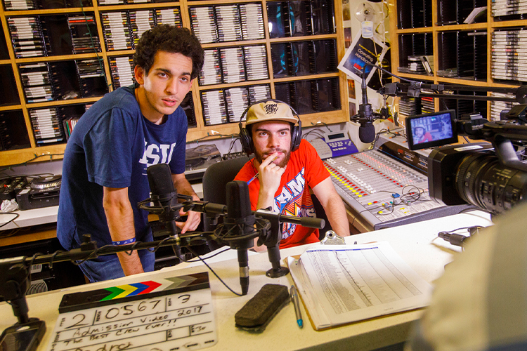 NSU students working in a radio station