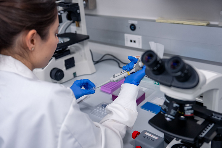 Researcher working in a lab