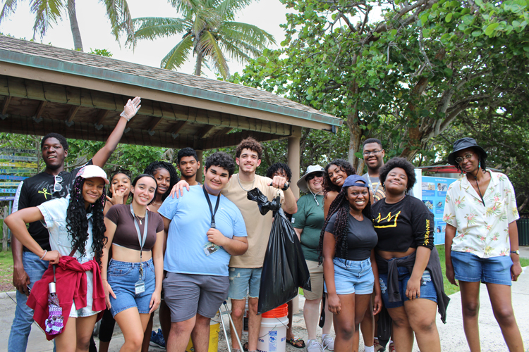Group of high school students in NSU's Knowledge for Freedom program