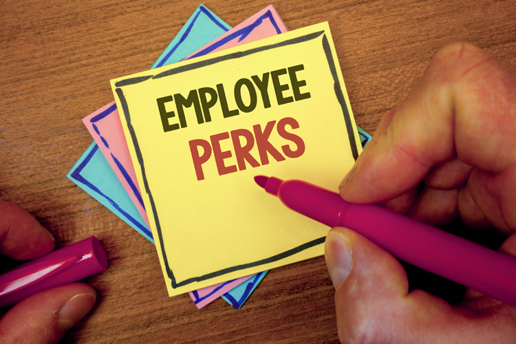 Hand writing showing employee perks
