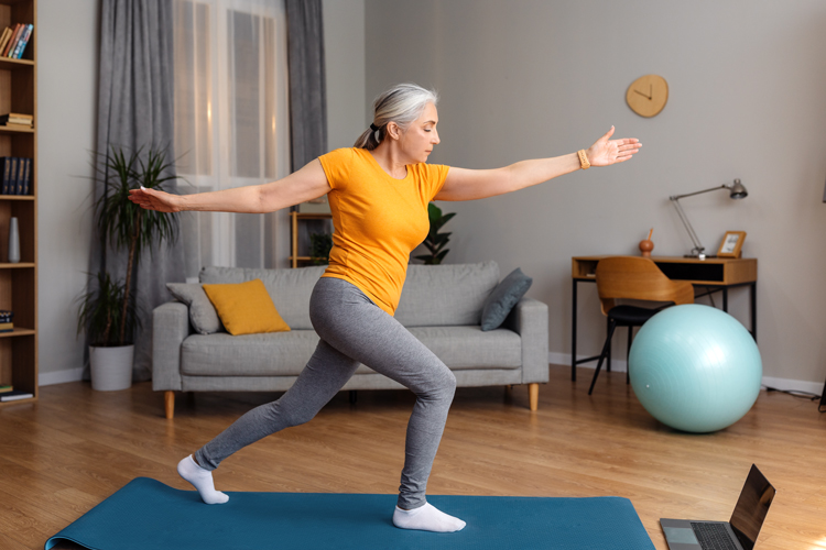 Women doing virtual physical therapy
