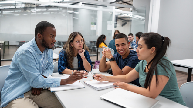 Members students speaking on table