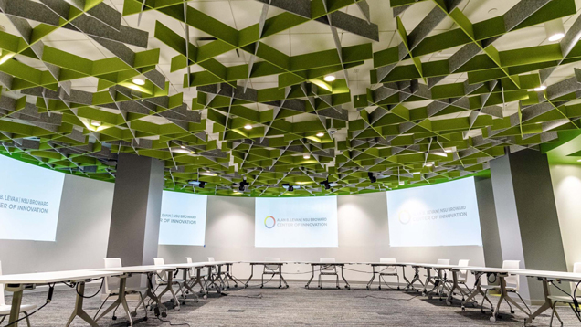 NSU innovation center spaces with tables and chairs