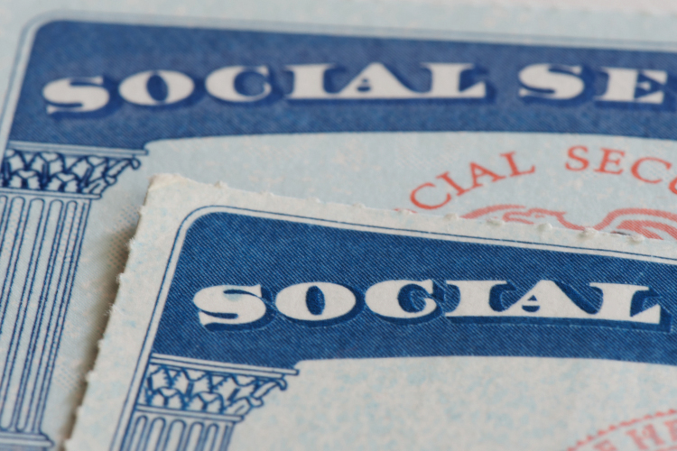 Social security cards close up