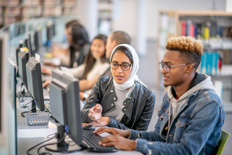 NSU law minor law science tech students using computer