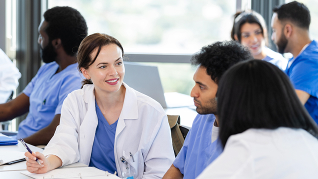 Health science students speaking on class of dual-program