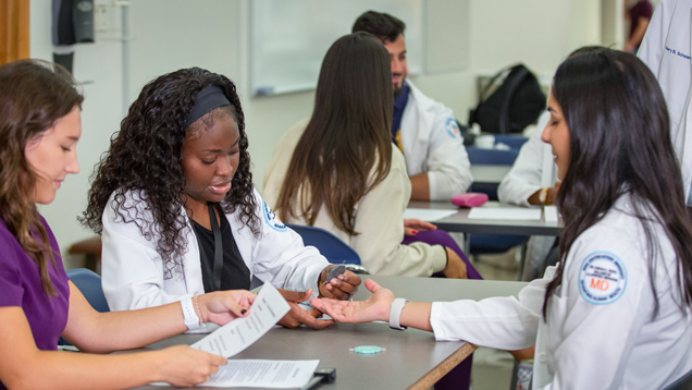Health students at interprofessional education event