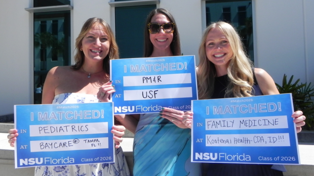 Students posing on match day