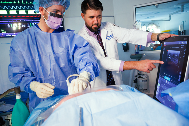 Anesthesiology students simulation using ultrasound machine