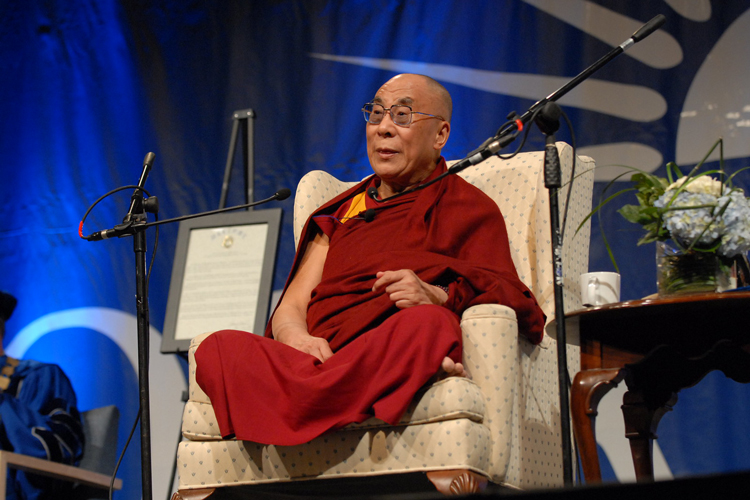 Dalai Lama on arena stage