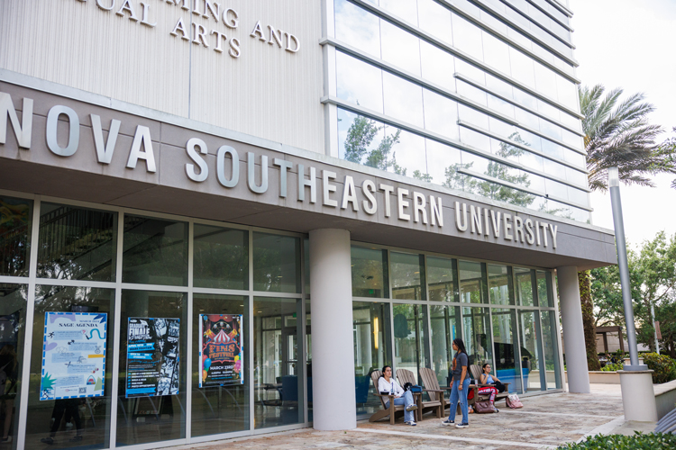 NSU outdoors campus with students walking around